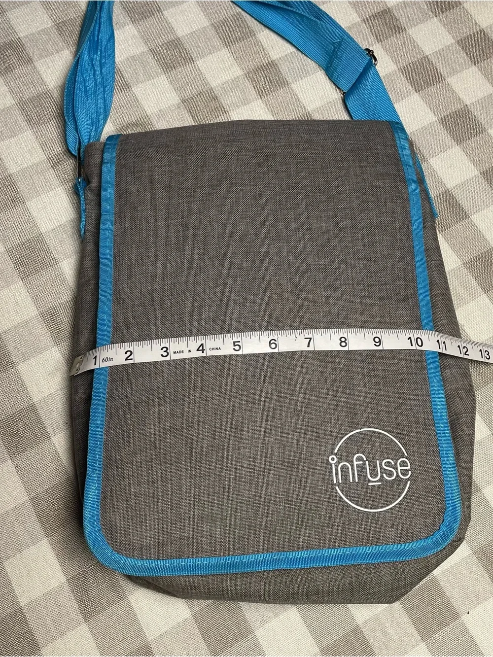 Gray and Blue Messenger Laptop Bag